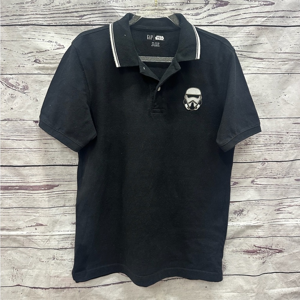 Gap Boys Black Star Wars Polo Shirt Size XXL (14-16)